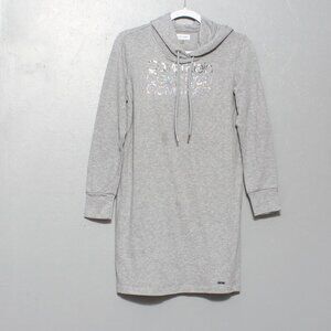 Calvin Klein holographic logo gray hoodie sweatshirt dress